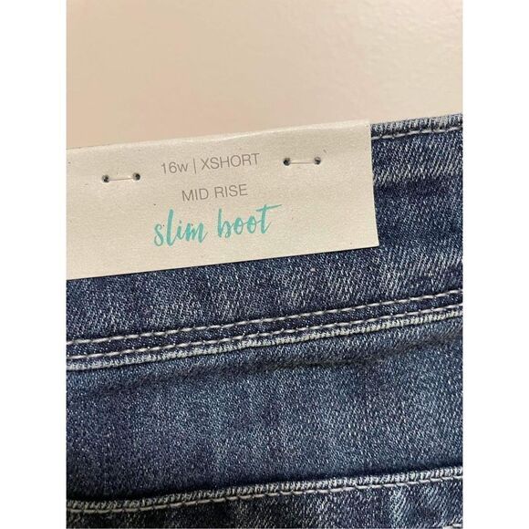 Maurices Jeans Reg Slim Boot Mid-Rise Denim Flex Blue Jeans Stretch Size 16 - Picture 4 of 4